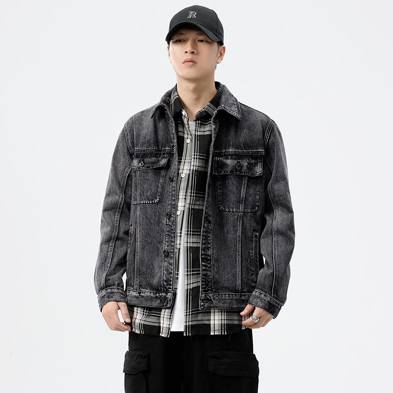 Streetwear Brand Denim - Męska kurtka dżinsowa z kieszeniami w