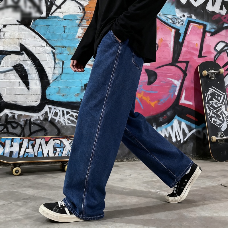 Streetwear Brand Denim - Męskie luźne jeansy streetwearowe 2025, styl